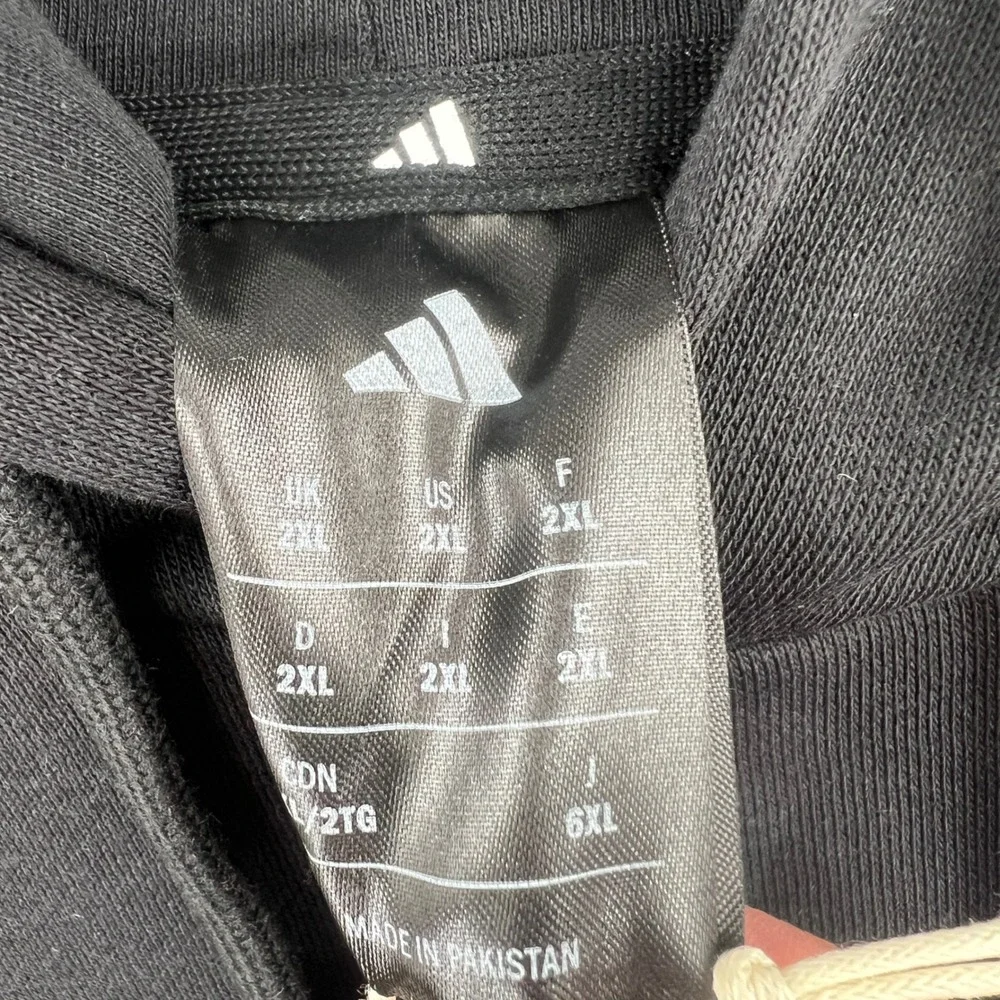 Adidas Mens Big Logo Fleece Hoodie Black‎ White IN6159 Size XXL Regular Fit NWT